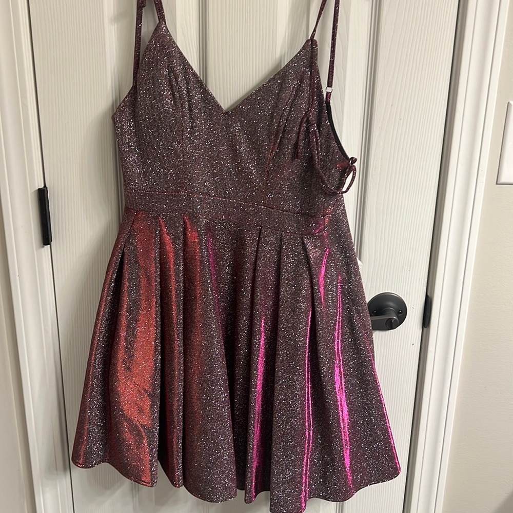 Sparkly holographic mini dress